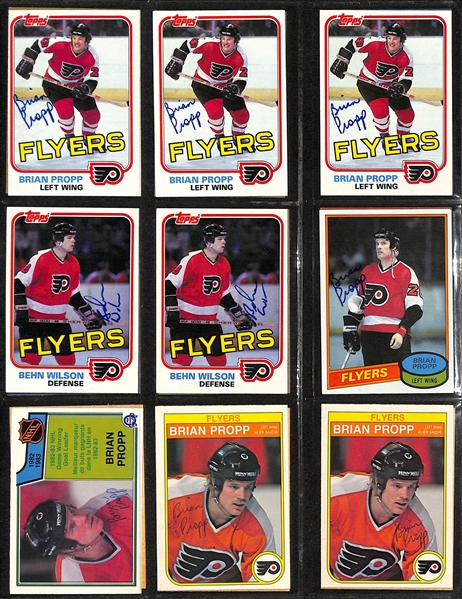 Lot of Over (390) Signed Ice Hockey Cards w. (5) Dennis Potvin, (1) Bobby Clarke, (5) Bill Barber, (7) Marcel Dionne, (8) Guy Lafleur, Bill Smith, + (JSA Auction Letter)