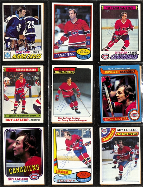 Lot of Over (390) Signed Ice Hockey Cards w. (5) Dennis Potvin, (1) Bobby Clarke, (5) Bill Barber, (7) Marcel Dionne, (8) Guy Lafleur, Bill Smith, + (JSA Auction Letter)