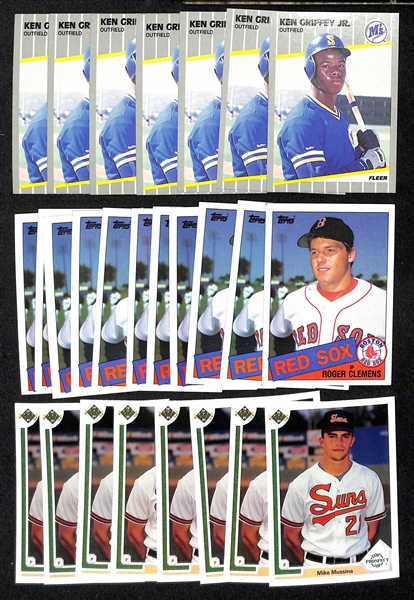 Mixed Sports Card Lot - Primarily Baseball - c. 1970s-1990s - w. (7) 1989 Fleer Ken Griffey Jr Rookie Cards