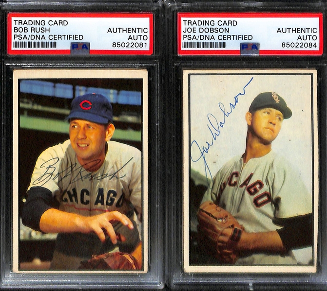 (7) 1953 Bowman Color Signed Cards - Ted Kluszewski, Paul Richards, Roy McMillan, Williard Marshall, Harry Chiti, Bob Rush, Joe Dobson (PSA/DNA Authenticated)