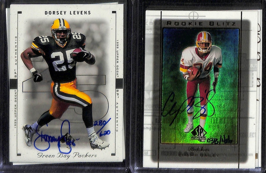 Lot of (7) Football and Baseball Hall of Fame Autograph Cards inc. 1997 Pro Line Brett Favre (#/100), 2000 SP Authentic Andruw Jones Buyback (#/531),+
