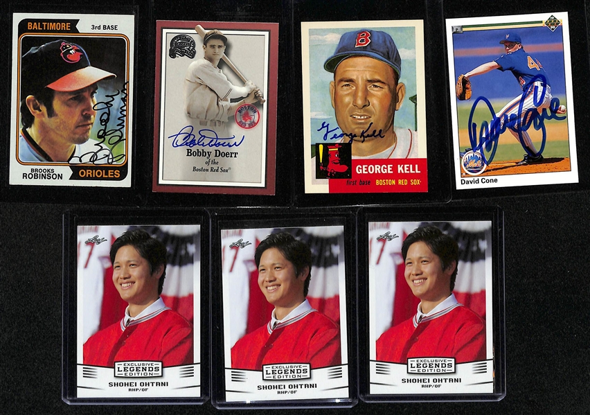 (34) Sports Cards Inc. Autographs (Dominique Wilkins, R. Carew, B. Robinson, Doerr, Kell, Cone), 3 Ohtani Rookies, & More (JSA Auction Letter)
