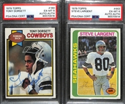 Autographed Topps Football Cards - 1979 Topps Tony Dorsett (Card Grade 6), 1978 Steve Largent (PSA Card Grade 6)