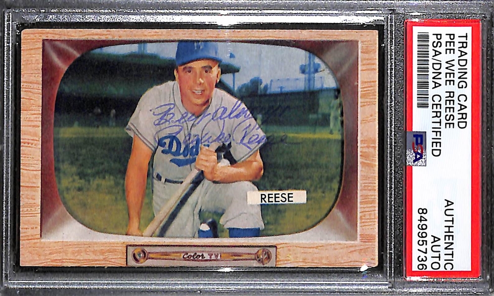 Signed 1955 Bowman Pee Wee Reese Card (PSA/DNA Slabbed)