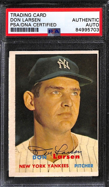 (3) 1957 Topps Signed Cards (Don Larsen, George Kell, George Susce) - PSA/DNA Slabbed