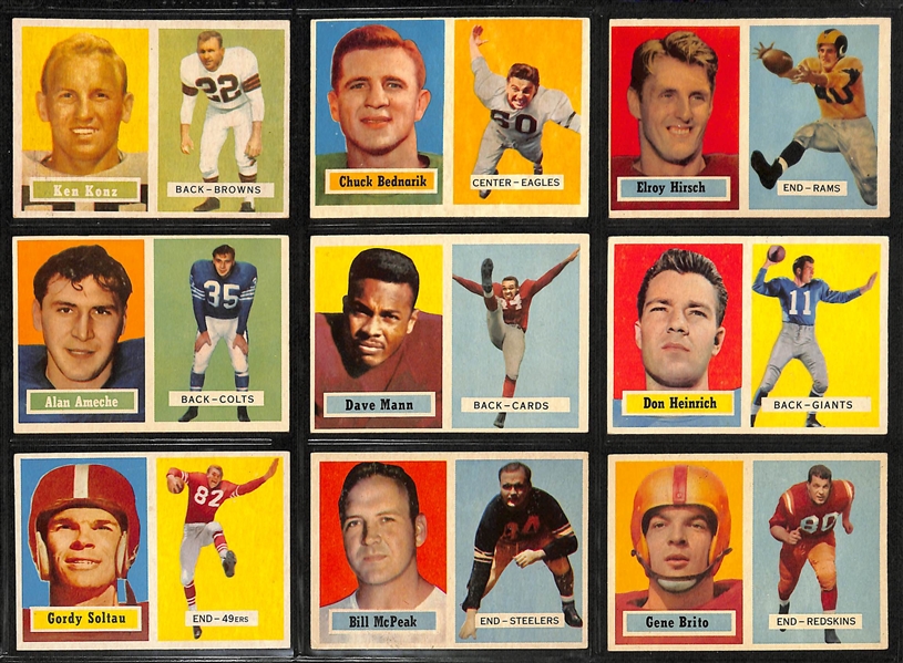 1957 Topps Football Partial Set - 127 of 154 Cards w. Night Train Lane Rookie Card