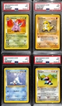 Lot of (4) 1999 1st Edition Base Set Shadowless Pokemon Cards All Graded PSA 9 inc. Nidorino, Sandshrew, Seel, Porygon