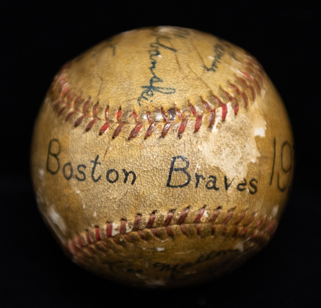 1935 Boston Braves Team Signed Baseball w. Wally Berger - 8 Total Signatures - JSA Auction Letter