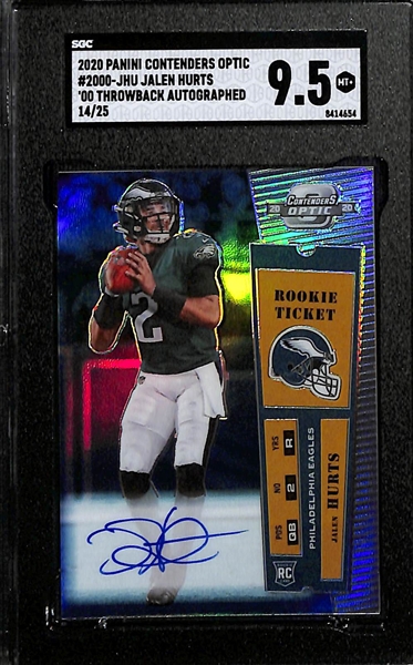 2020 Contenders Optic Jalen Hurts Silver Prizm Throwback Rookie Auto /25 Graded SGC 9.5