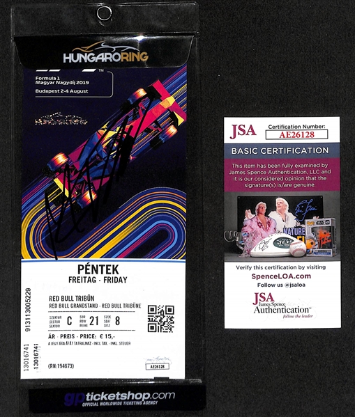 Max Verstappen Signed 2019 Hungaroring Grand Prix Pentek  Hungaroring JSA COA