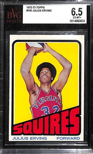 1972-73 Topps Julius Erving Rookie Card #195 Graded BVG 6.5 