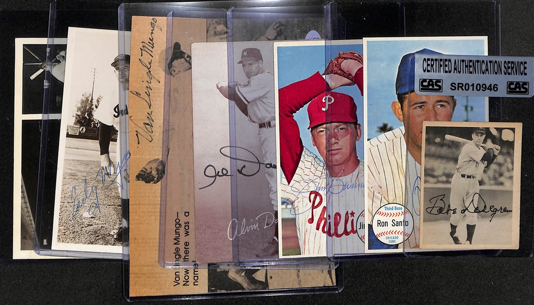 Lot of (7) Signed Baseball Photo Cards & Post Cards w. 1939 Playball Signed Babe Dahlgren Rookie Card - JSA Auction Letter