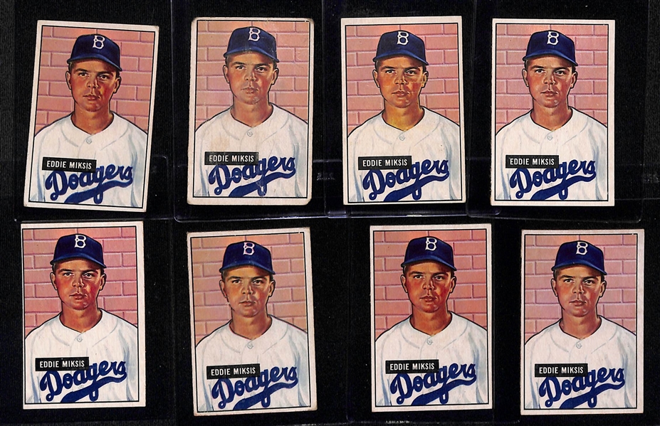 (57) 1951 Bowman Brooklyn Dodgers Cards w. (11) Edwards, (8) Miksis, (14) Roe, (7) Abrams, (8) Barney), (9) Hermanski