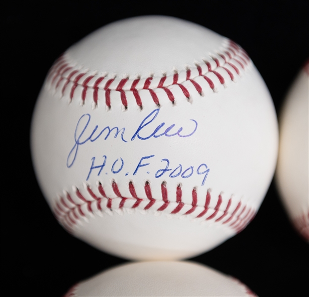 Lot of (4) Hall of Fame Signed Baseballs- Ozzie Smith, Jim Rice, Don Sutton, Jim Thome - JSA Auction Letter