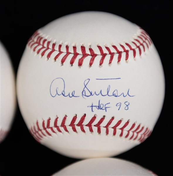 Lot of (4) Hall of Fame Signed Baseballs- Ozzie Smith, Jim Rice, Don Sutton, Jim Thome - JSA Auction Letter