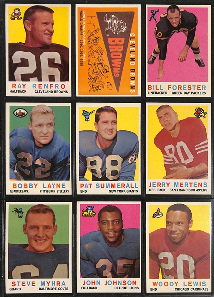 1959 Topps Football Complete Set of 176 Cards w. Jim Brown (2nd Year)