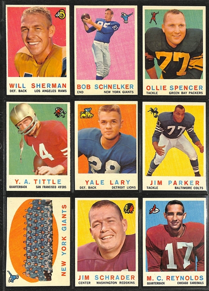 1959 Topps Football Complete Set of 176 Cards w. Jim Brown (2nd Year)