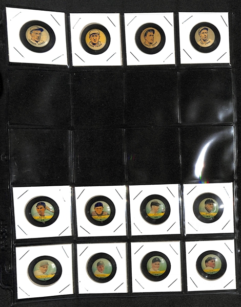 Lot of (5) 1930 Cracker Jack Pins & (30) 1932 Orbit Gum Pins w. 1930 Cracker Jack Kiki Cuyler PSA 5 & 1932 Orbit Pat Malone PSA 5
