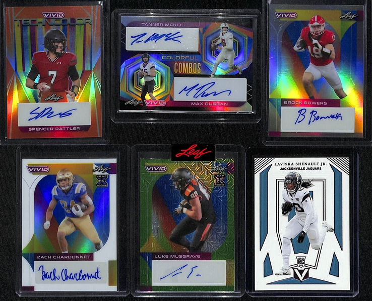 Lot of (40) Football Rookie Cards w. (5) Autographs inc. Jalen Hurts, Joe Burrow, Justin Herbert, +