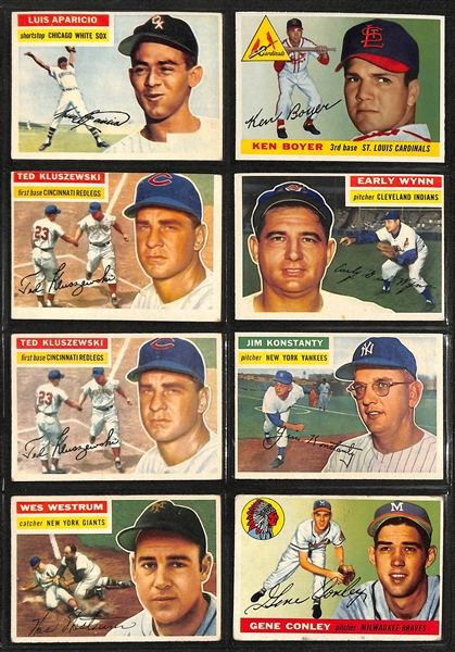  Lot of (22) 1955 Topps & (50) 1956 Topps Baseball Cards w. 1956 Topps Luis Aparicio Rookie Card