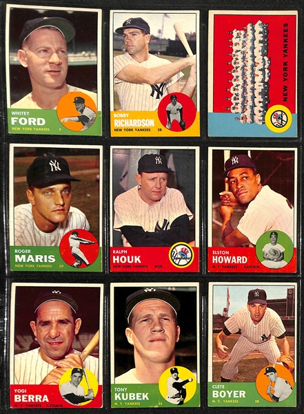  Lot of (100) 1963-1965 Topps NY Yankees Cards w. 1963 Roger Maris
