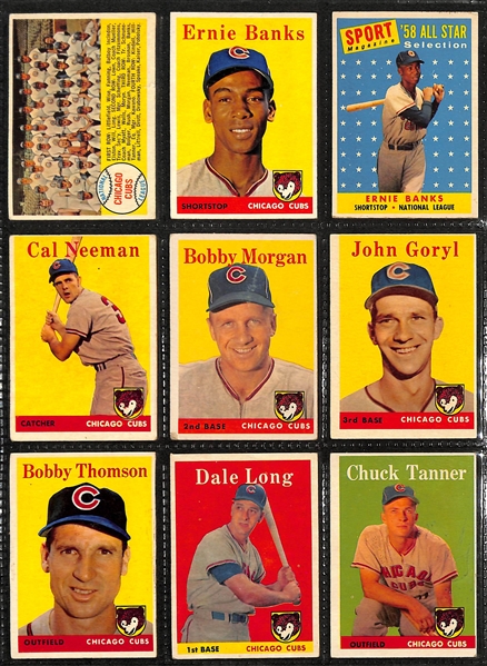  Lot of (90) 1957-1959 Topps Chicago Cubs w. 1957 Ernie Banks