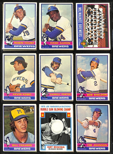   Lot of (600+) 1976 Topps Baseball Cards w. Hank Aaron (last reg issue card)