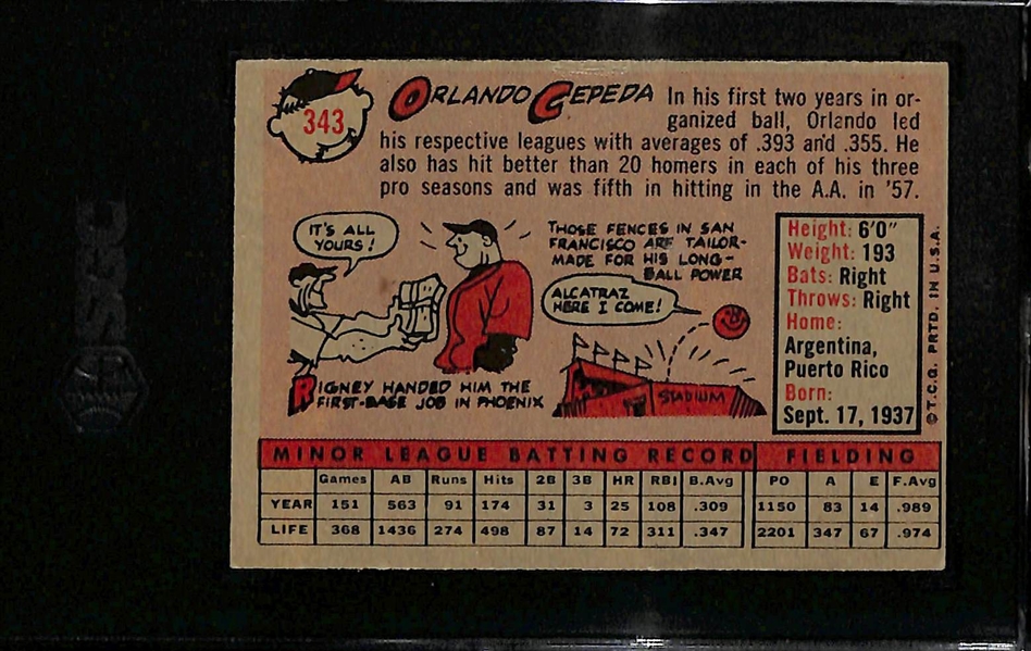 1958 Orlando Cepeda #343 Rookie Card Graded SGC 5