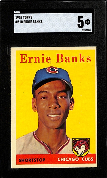 (4) Graded Topps Cards - 1958 Ernie Banks #310 (SGC 5), 1958 Jim Bunning (SGC 5), 1957 Spahn #90 (SGC 4), 1957 Mazeroski #24 (SGC 5)  