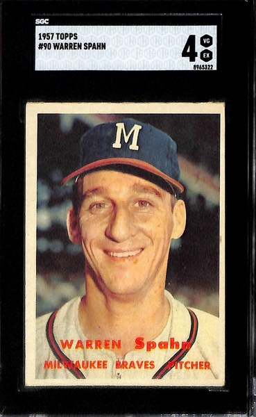 (4) Graded Topps Cards - 1958 Ernie Banks #310 (SGC 5), 1958 Jim Bunning (SGC 5), 1957 Spahn #90 (SGC 4), 1957 Mazeroski #24 (SGC 5)  