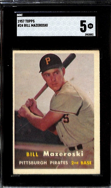 (4) Graded Topps Cards - 1958 Ernie Banks #310 (SGC 5), 1958 Jim Bunning (SGC 5), 1957 Spahn #90 (SGC 4), 1957 Mazeroski #24 (SGC 5)  