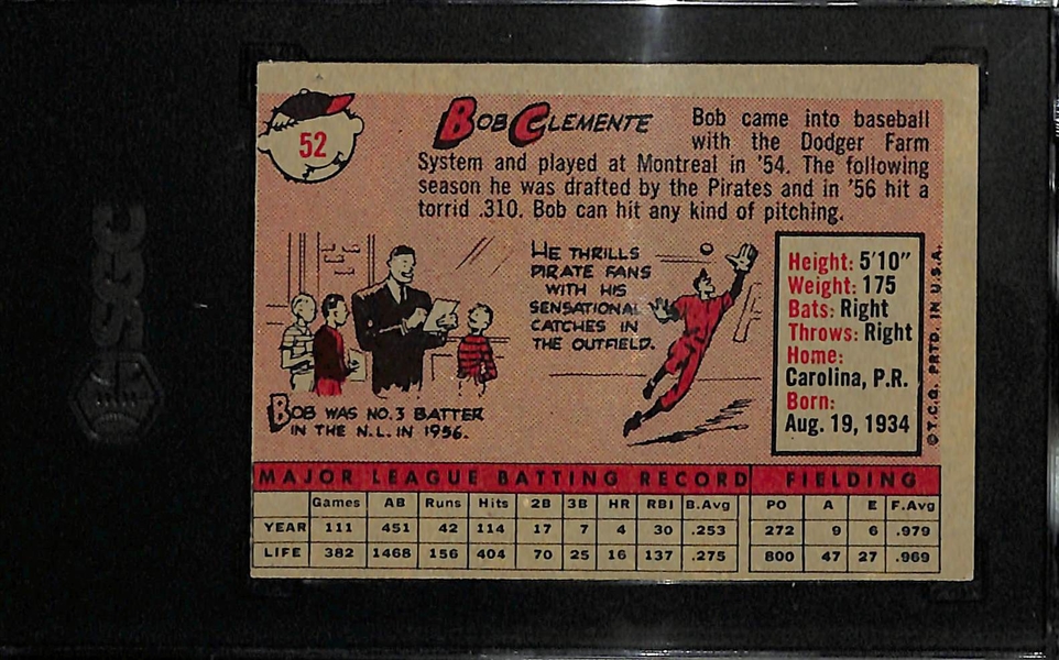 1958 Topps Bob Roberto Clemente #52 Graded SGC 3
