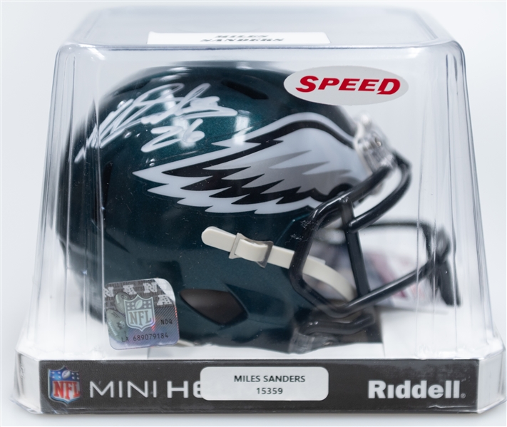 Autograph Lot - Eleven with Eggos Autograph Chase Funko Pop & Miles Sanders Eagles Signed Mini Helmet (Both w. JSA COAs)