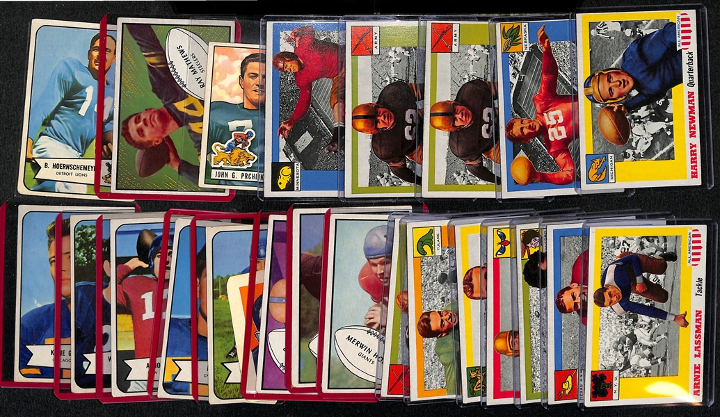 Lot of (11) 1951-1954 Bowman Football & (12) 1955 Topps All Americans w. 1955 Topps All American Harry Newman