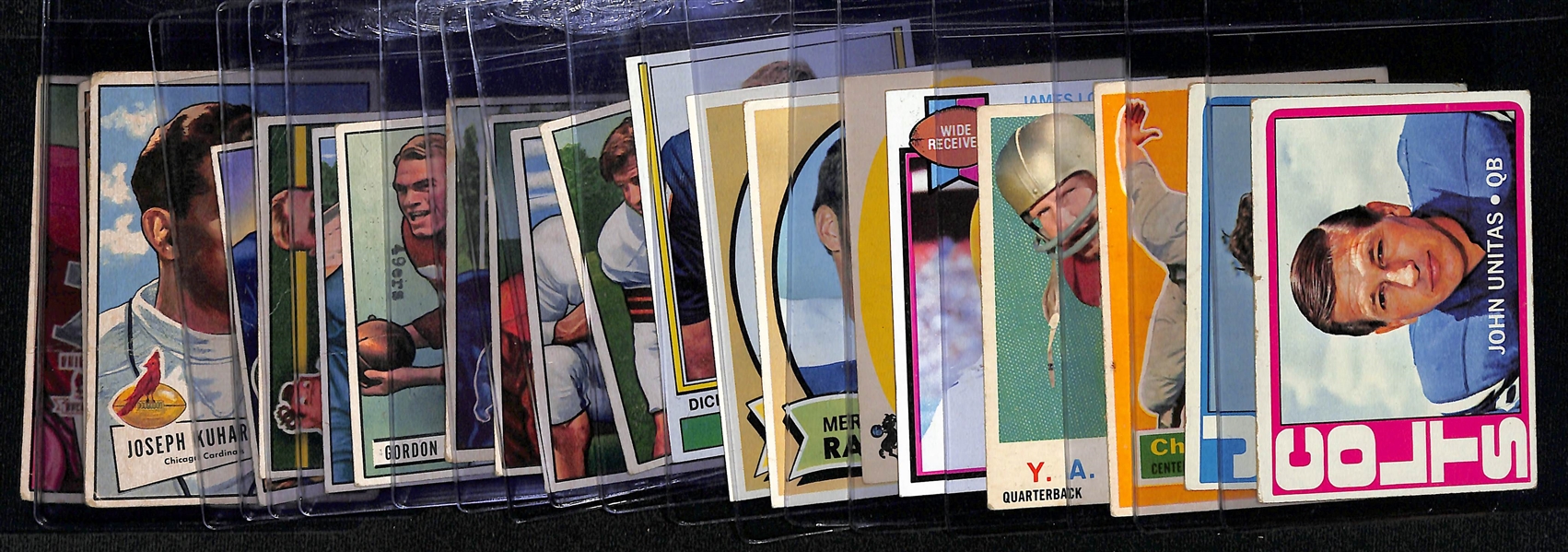 (20) Vintage (1951-1979) Football Cards w. Unitas, Namath, Bednarik, Tittle, James Lofton (Rookie), +
