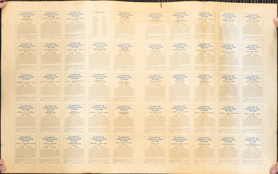 Lot of (3) Uncut Sheets - 1975 Topps Baseball (w. Mike Schmidt), 1977 Hostess Baseball (w. Pete Rose), & 1983 TCMA Yankees
