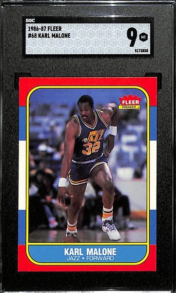 1986-87 Fleer Karl Malone Rookie Card #68 Graded SGC 9 Mint