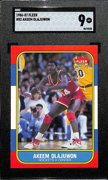 1986-87 Fleer Akeem Olajuwon #82 Rookie Card Graded SGC 9