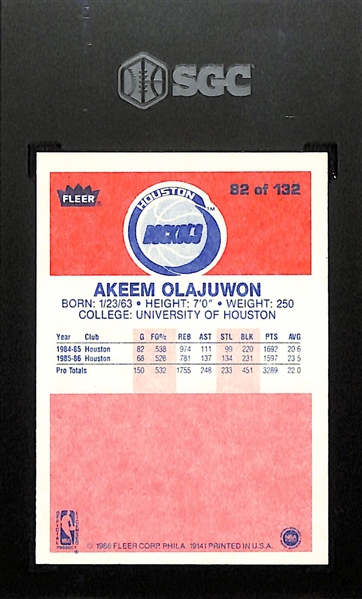 1986-87 Fleer Akeem Olajuwon #82 Rookie Card Graded SGC 9