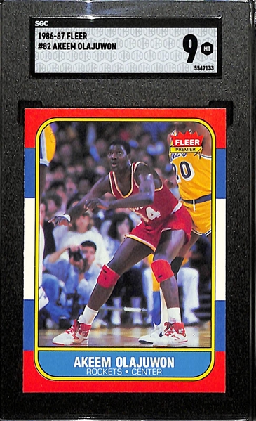 1986-87 Fleer Akeem Olajuwon #82 Rookie Card Graded SGC 9