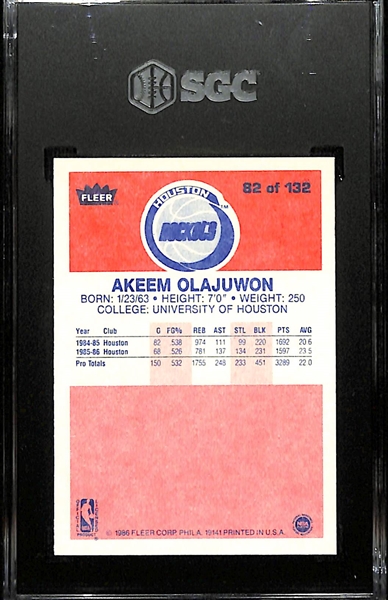 1986-87 Fleer Akeem Olajuwon #82 Rookie Card Graded SGC 9