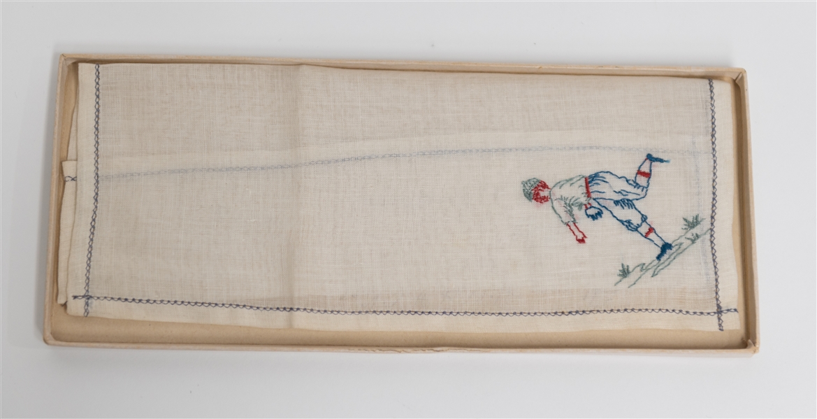 Early 1900s Baseball The Mascot Hankerchief w. Original Box (Unused & Still Folded in Box)