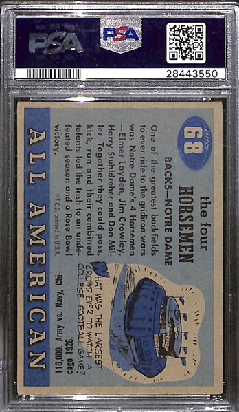 1955 Topps All-American Football The Four Horsemen Notre Dame Backfield Card #68 Graded PSA 4