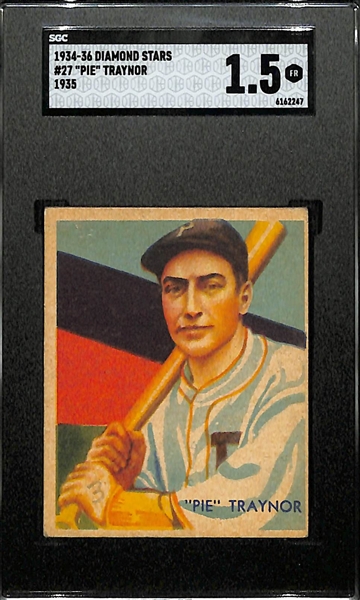 1934-36 Diamond Stars #27 Pie Traynor (HOF) Graded SGC 1.5