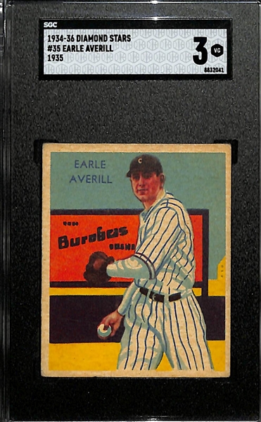 1934-36 Diamond Stars #35 Earle Averill (HOF) Graded SGC 3