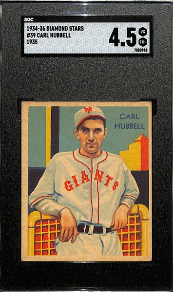 1934-36 Diamond Stars #39 Carl Hubbell (HOF) Graded SGC 4.5