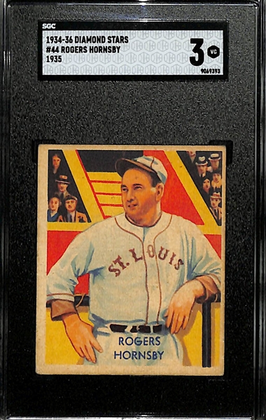 1934-36 Diamond Stars #44 Rogers Hornsby (HOF) Graded SGC 3