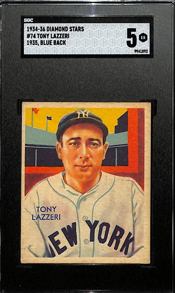 1934-36 Diamond Stars #74 Tony Lazzeri (HOF) Graded SGC 5