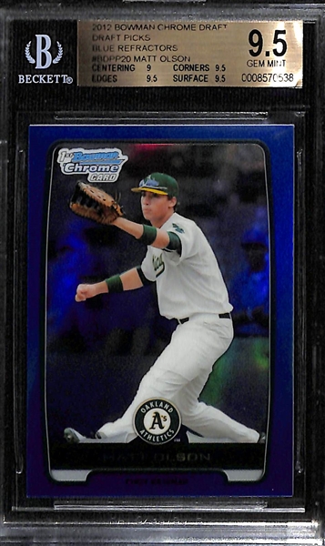 2012 Bowman Chrome Draft Matt Olson Rookie Card Blue Refractor Graded BGS 9.5 (#/250)