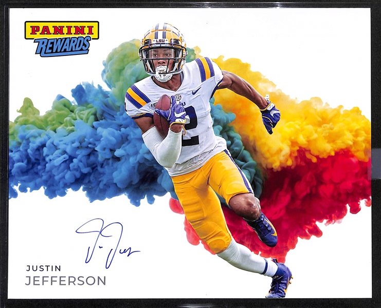 Justin Jefferson Signed Panini Rewards Colorblast Photo 